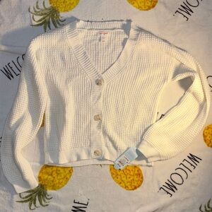Cat & Jack White Button-Up Cardigan large 10/12